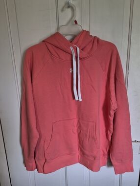 Under Armour Coral Pink Pullover Hoodie with Drawstrings